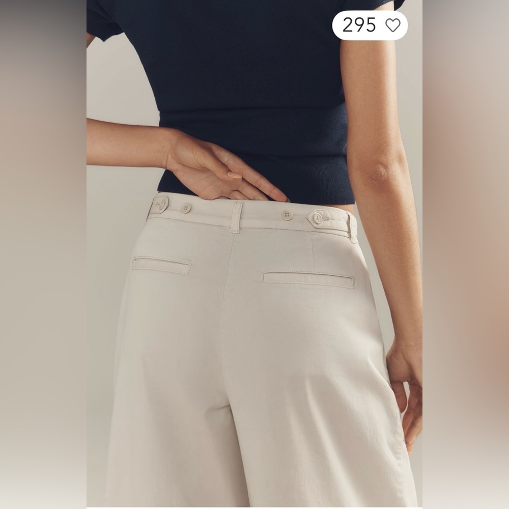 Anthropologie Low Rise Pleated Wide Leg Trousers In: Vaporous Gray - Picture 6 of 7